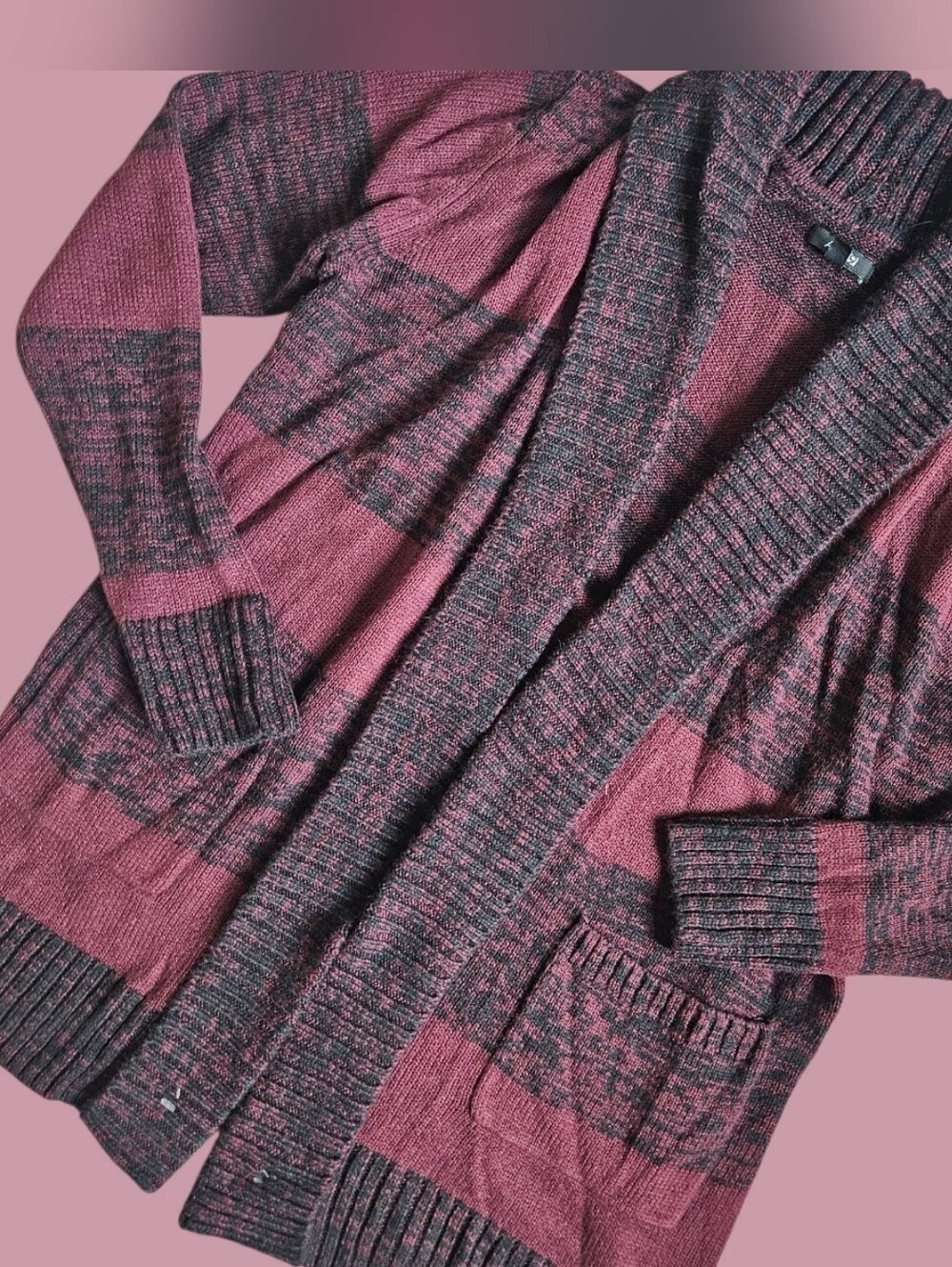NWOT 💞Apt. 9 Open-Front Cardigan in Burgandy/Mauve and Charcoal